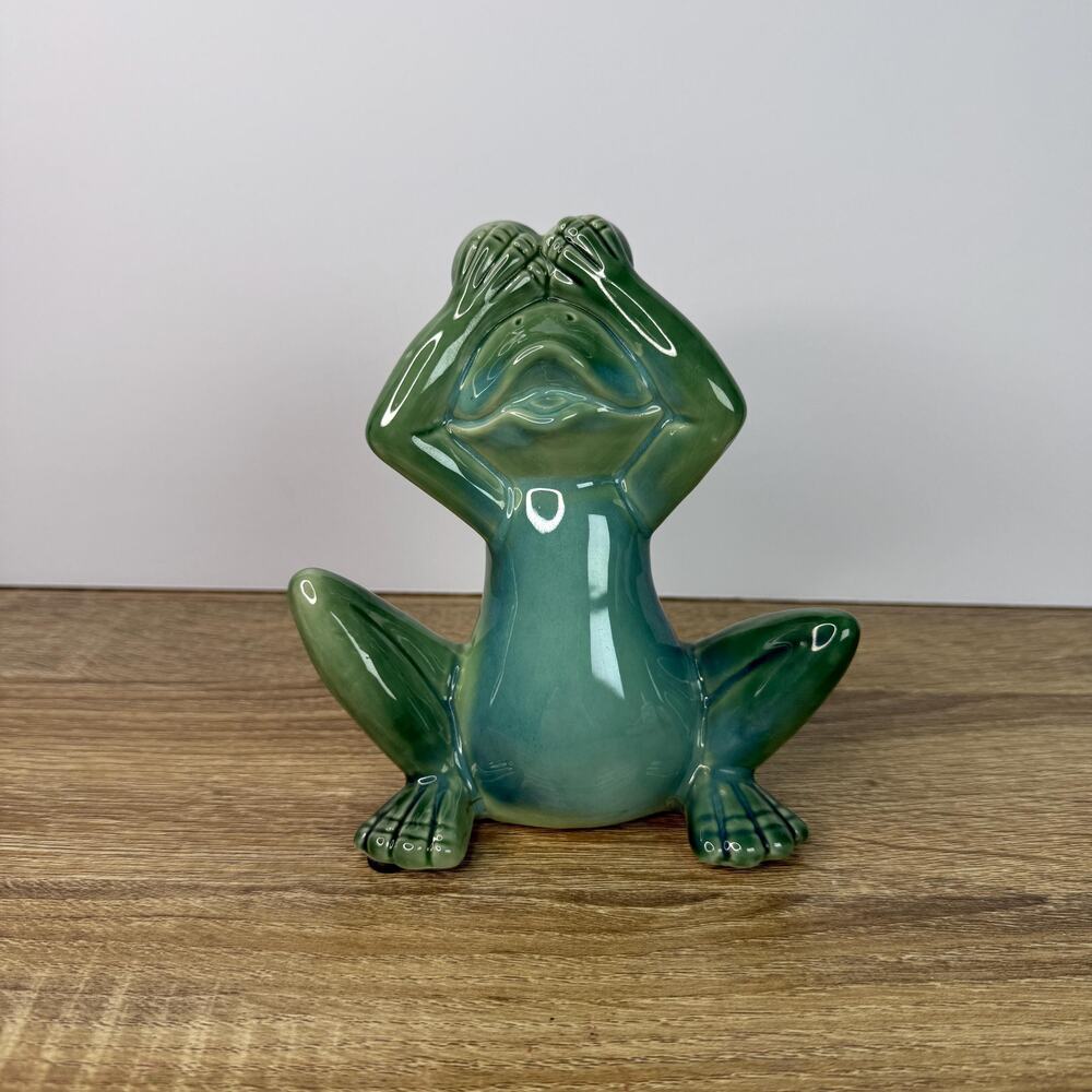 Vintage Frog Figurine See No Evil